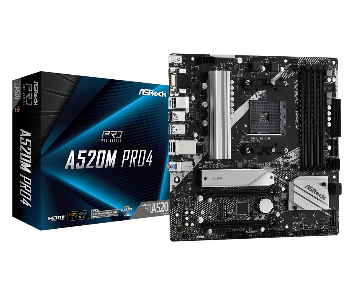 Asrock A520M Pro4 Socket AM4 micro ATX Asrock A520M Pro4 Socket AM4 micro ATX