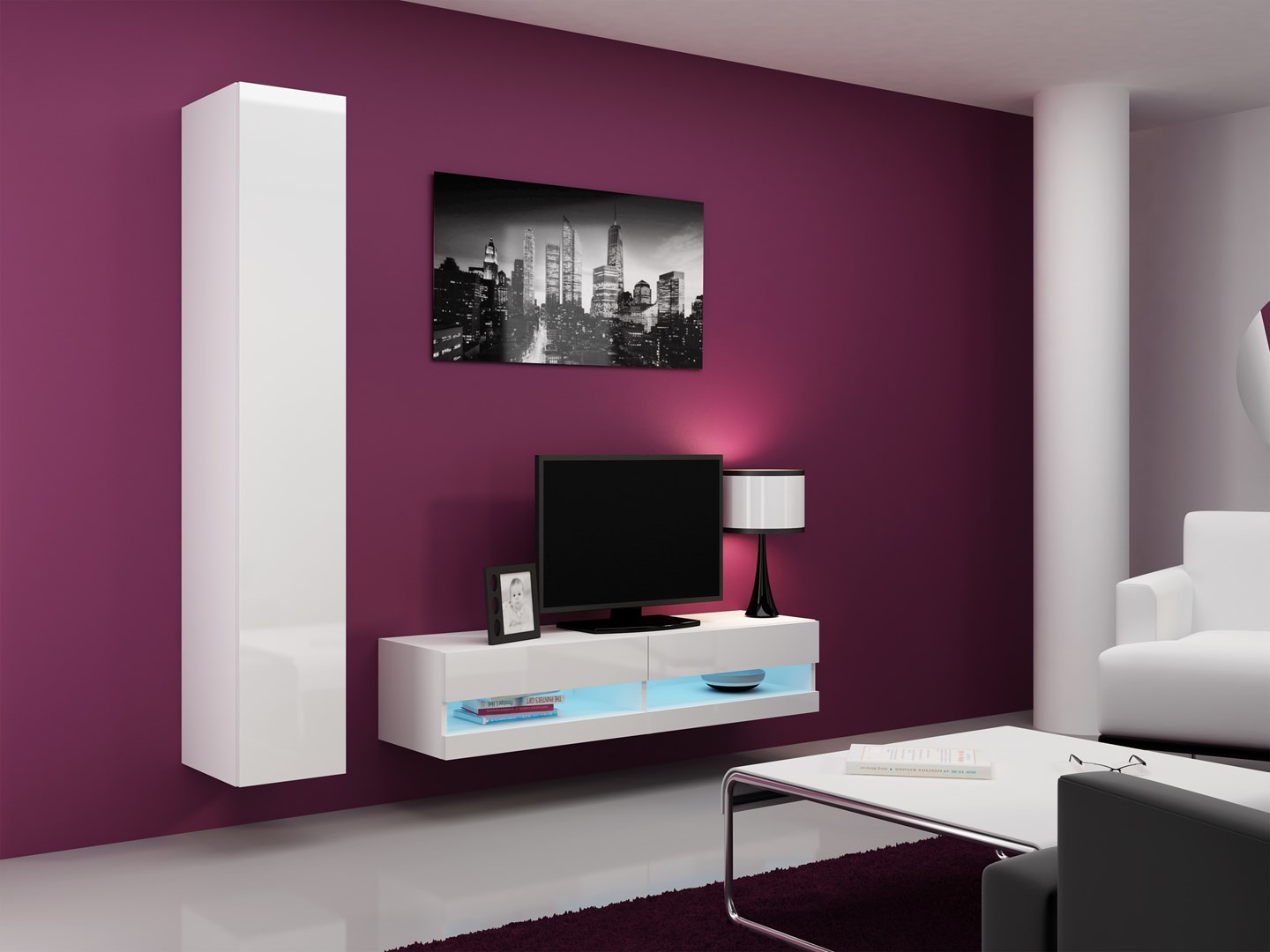 Cama Living room cabinet set VIGO NEW 13 white/white gloss Cama Living room cabinet set VIGO NEW 13 white/white gloss