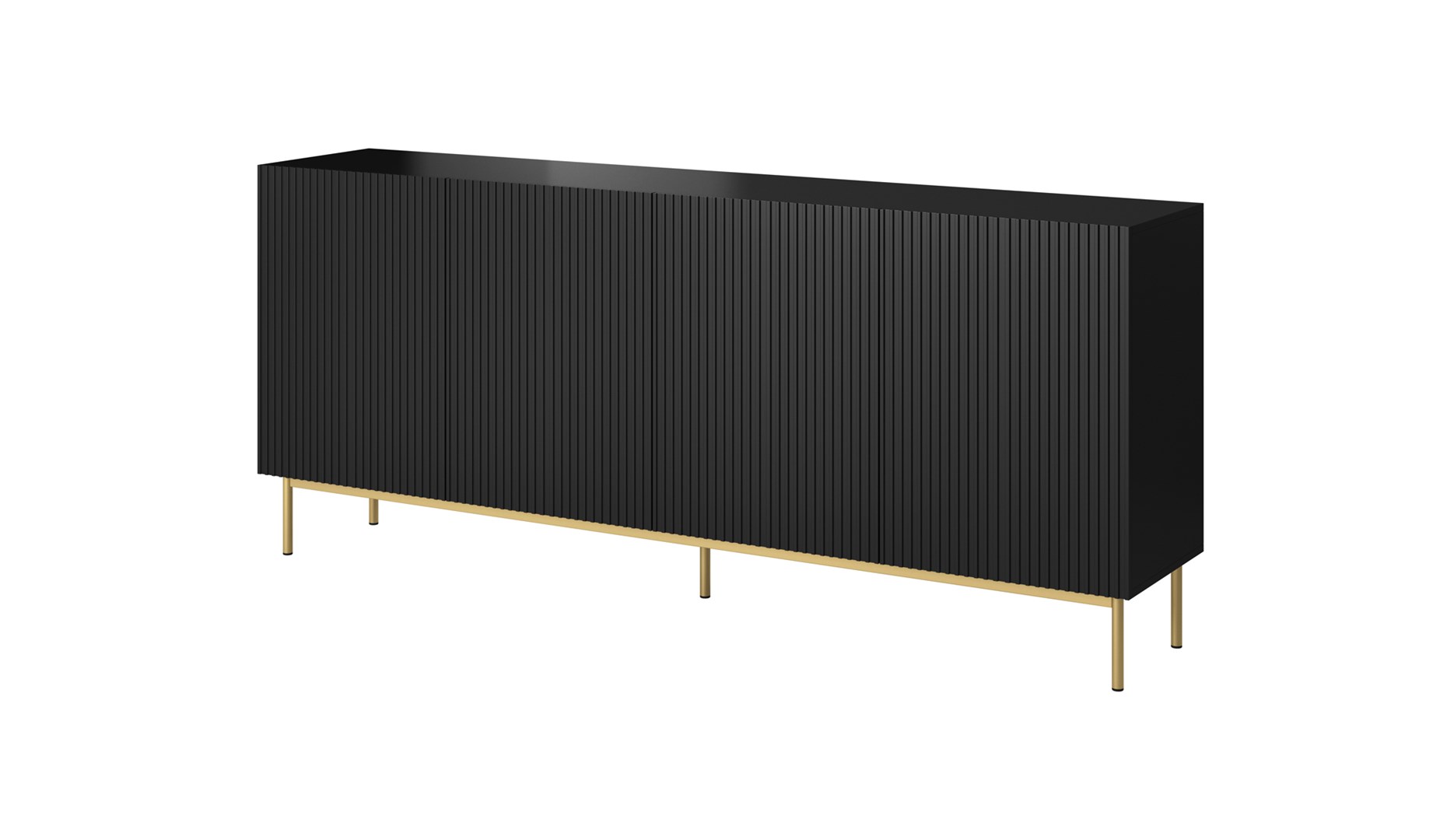 PAFOS chest of drawers on golden steel frame 200x40x102 matte black PAFOS chest of drawers on golden steel frame 200x40x102 matte black