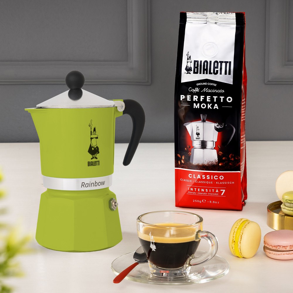 Bialetti Rainbow Moka pot Black, Green Bialetti Rainbow Moka pot Black, Green