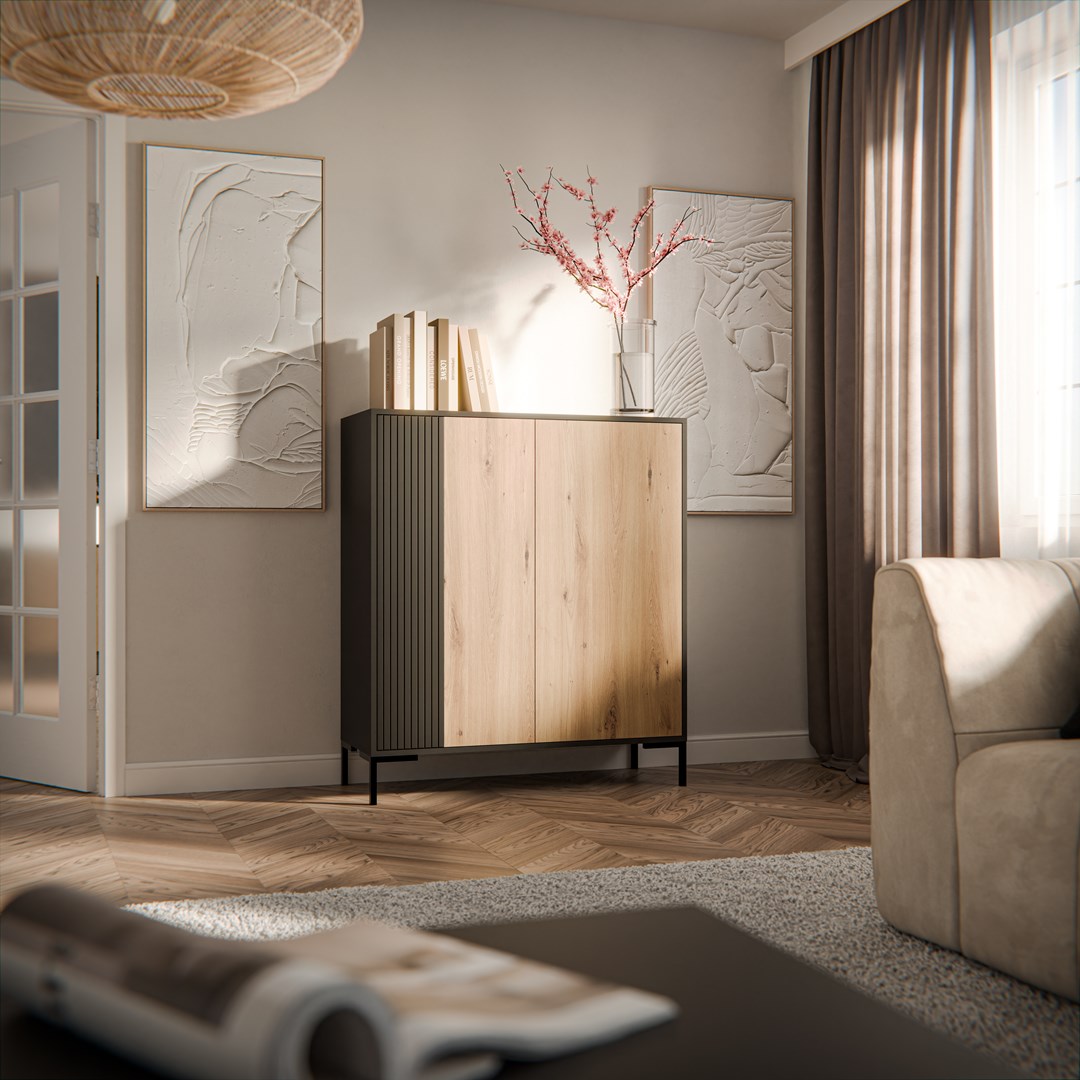 Cama MERCI chest of drawers 100 x 40 x 129 cm black/artisan oak Cama MERCI chest of drawers 100 x 40 x 129 cm black/artisan oak