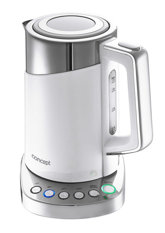 Concept RK3170 electric kettle 1.7 L 2200 W Stainless steel, White Concept RK3170 electric kettle 1.7 L 2200 W Stainless steel, White