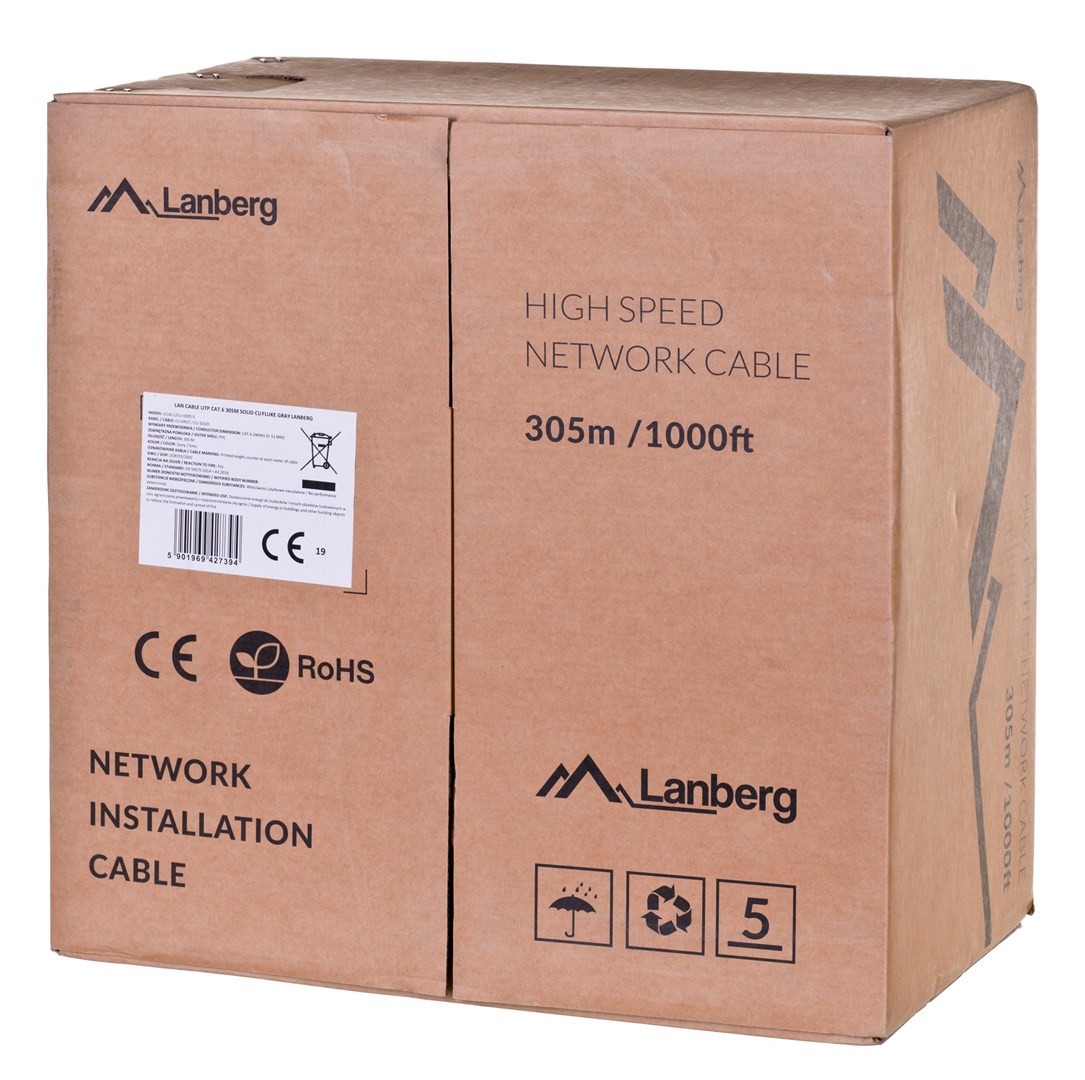 Lanberg LCU6-12CU-0305-S networking cable 305 m Cat6 U/UTP (UTP) Gray Lanberg LCU6-12CU-0305-S networking cable 305 m Cat6 U/UTP (UTP) Gray