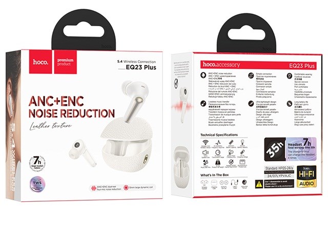 Hoco EQ23 PLUS II Headset Wireless In-Ear Calls/Music Bluetooth White Hoco EQ23 PLUS II Headset Wireless In-Ear Calls/Music Bluetooth White