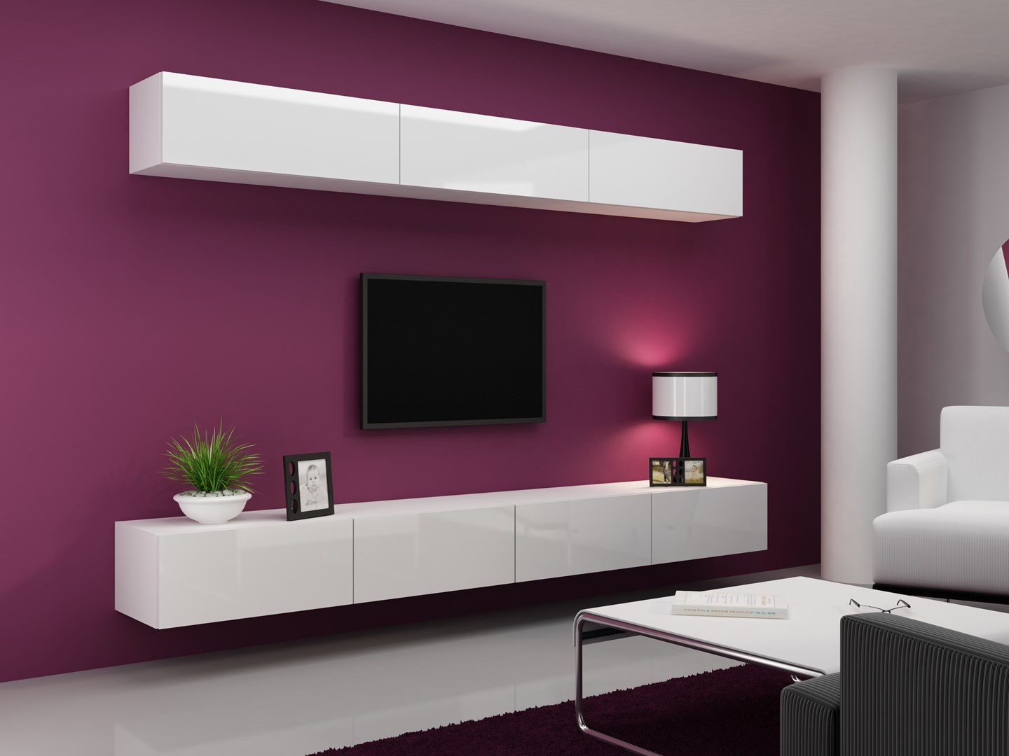 Cama Living room cabinet set VIGO 13 white/white gloss Cama Living room cabinet set VIGO 13 white/white gloss