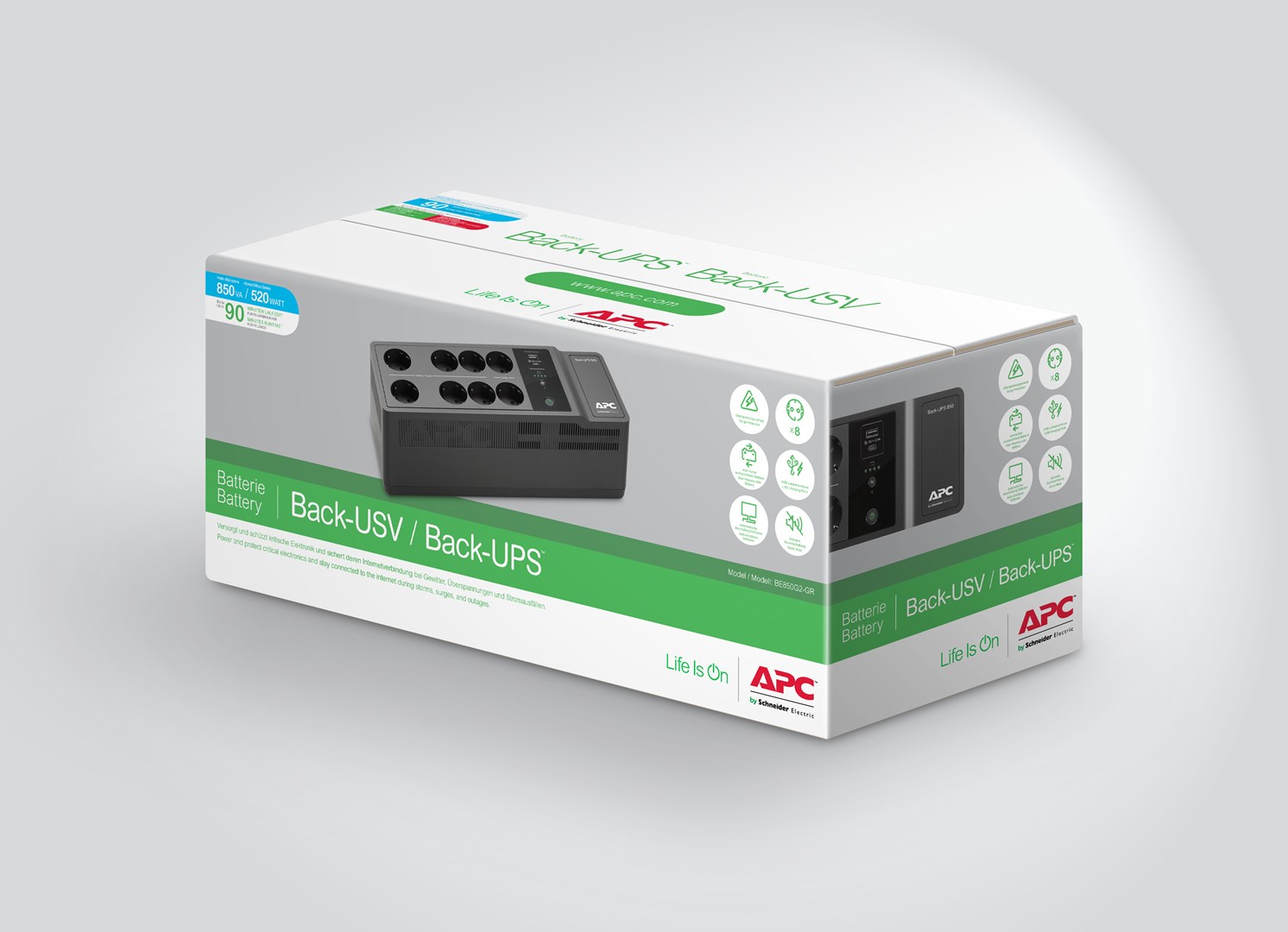 APC Back-UPS BE850G2 - UPS - 520 Watt APC Back-UPS BE850G2 - UPS - 520 Watt