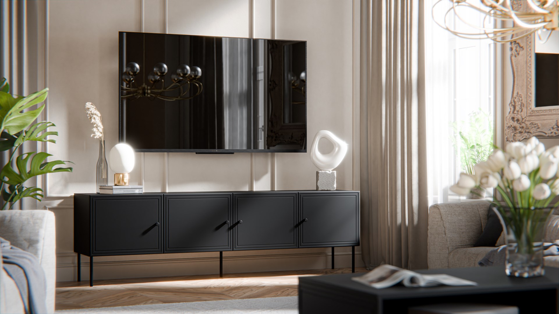 Cama 4D RTV cabinet PALAZZO BIS 201x40x60 black matt Cama 4D RTV cabinet PALAZZO BIS 201x40x60 black matt