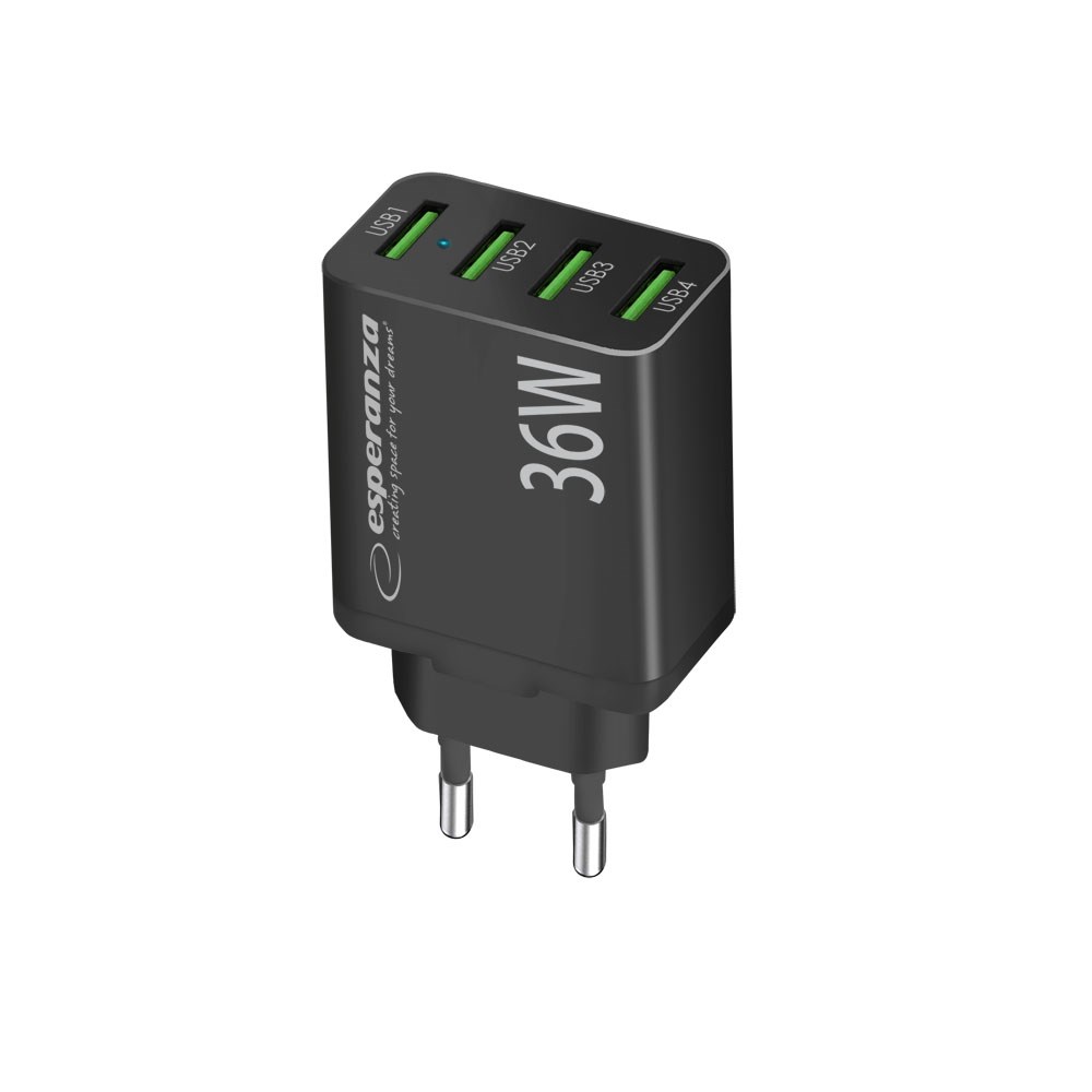 Esperanza EZC107K mains charger 36W Black Esperanza EZC107K mains charger 36W Black