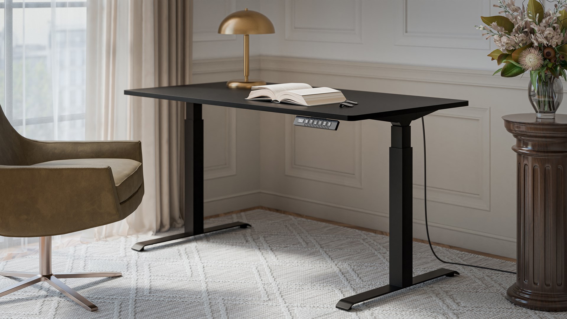 Desk with electric height adjustment MOON LONG 150x80x72-120 black Desk with electric height adjustment MOON LONG 150x80x72-120 black