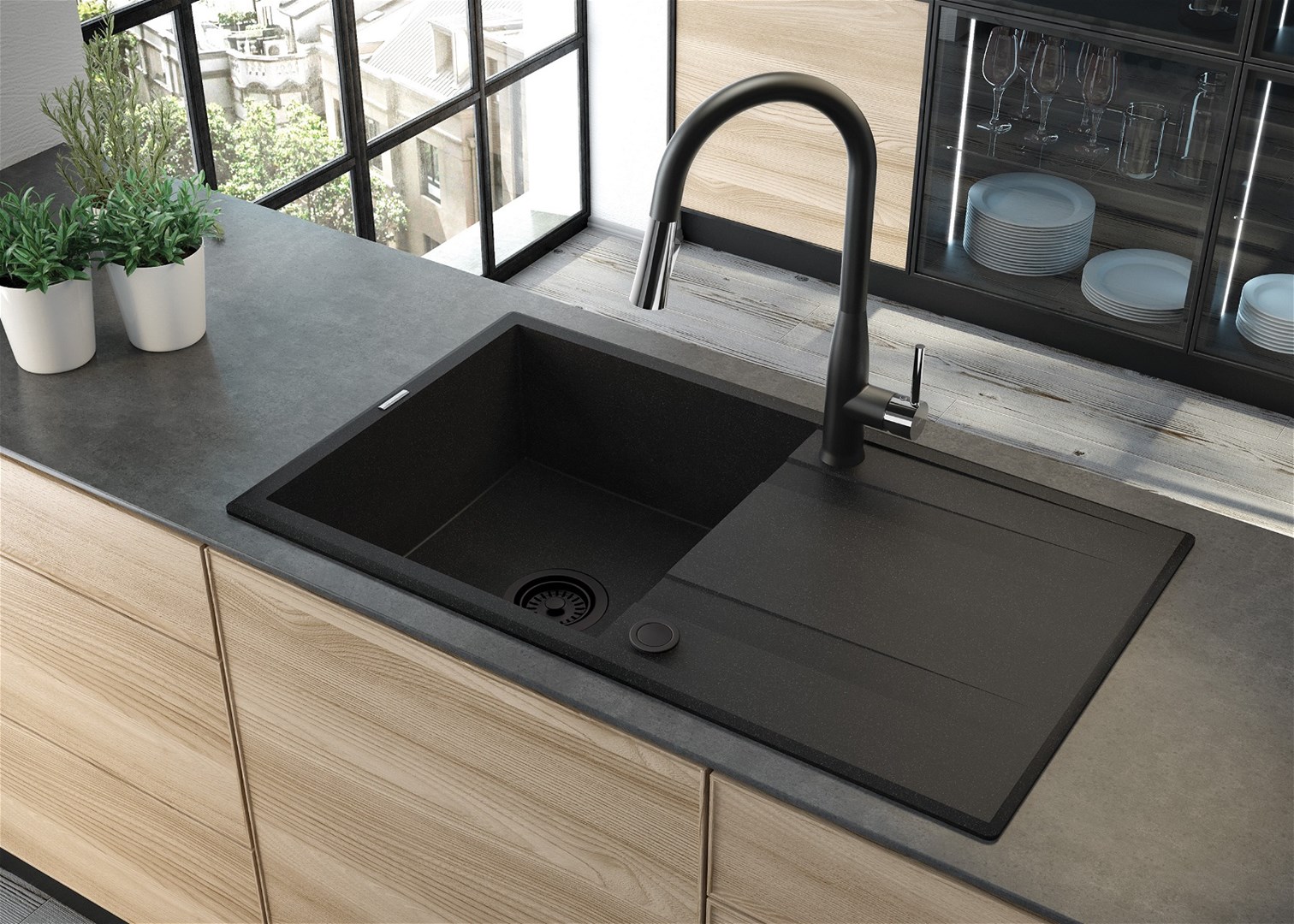 1-bowl granite sink with drainer 1-bowl granite sink with drainer