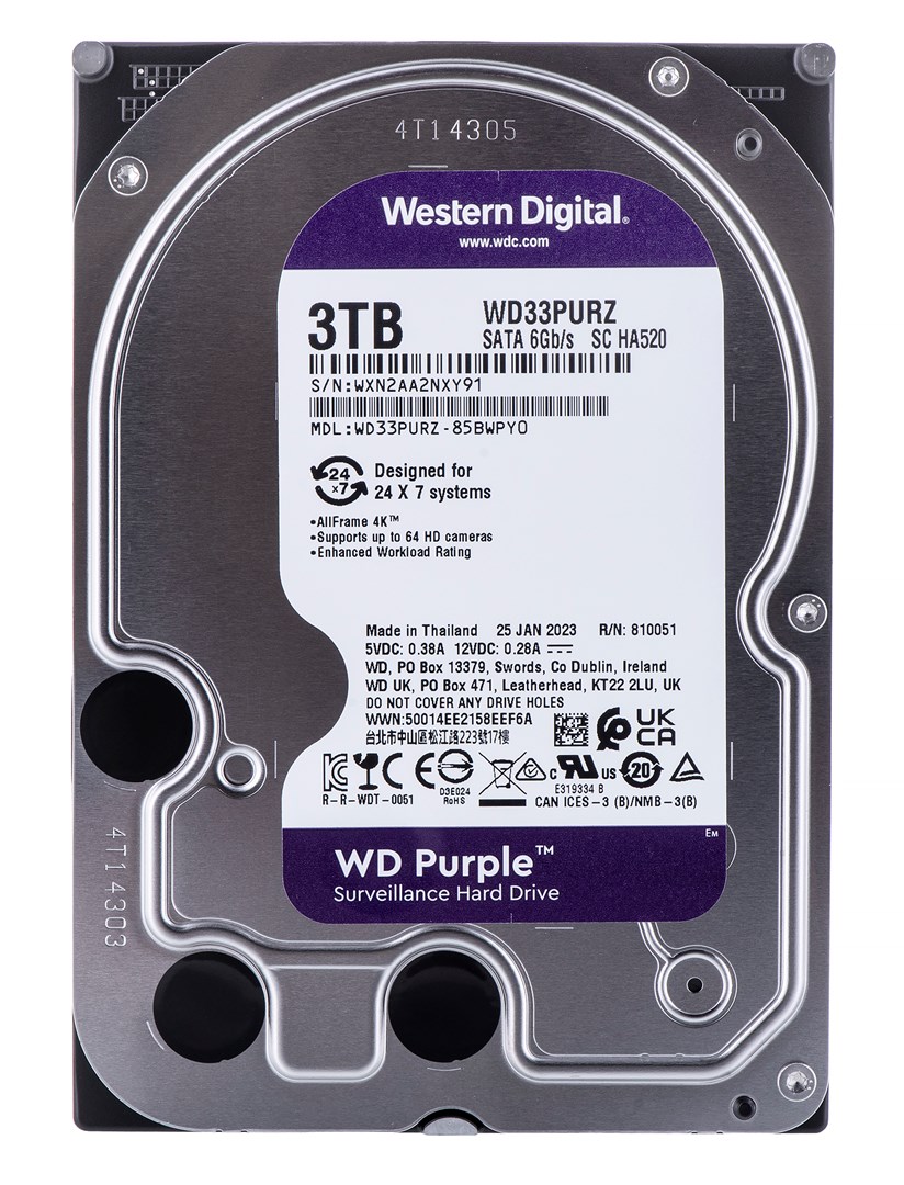 Western Digital Blue Purple internal hard drive 3 TB 5400 RPM 64 MB 3.5" Serial ATA III Western Digital Blue Purple internal hard drive 3 TB 5400 RPM 64 MB 3.5" Serial ATA III