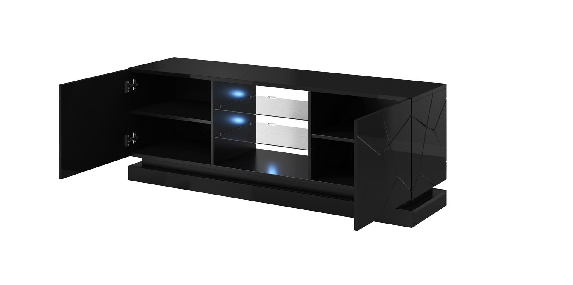Cama TV cabinet QIU 160 MDF black gloss/black gloss Cama TV cabinet QIU 160 MDF black gloss/black gloss