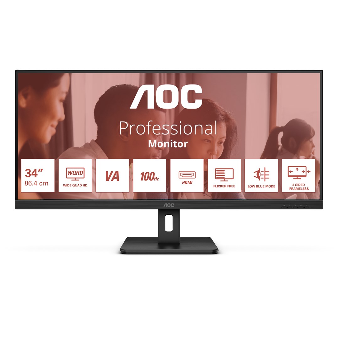 AOC U34E2M computer monitor 86.4 cm (34") 3440 x 1440 pixels Wide Quad HD Black AOC U34E2M computer monitor 86.4 cm (34") 3440 x 1440 pixels Wide Quad HD Black