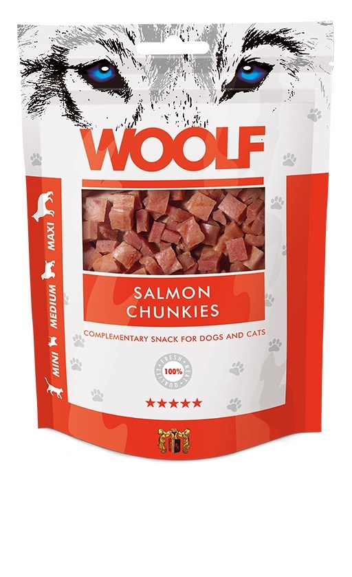 WOOLF Salmon Chunkies - dog and cat treat - 100 g WOOLF Salmon Chunkies - dog and cat treat - 100 g