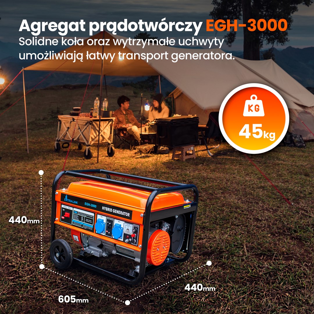 Extralink Power generator EGH-3000 hybrid, 3kW 1F Extralink Power generator EGH-3000 hybrid, 3kW 1F