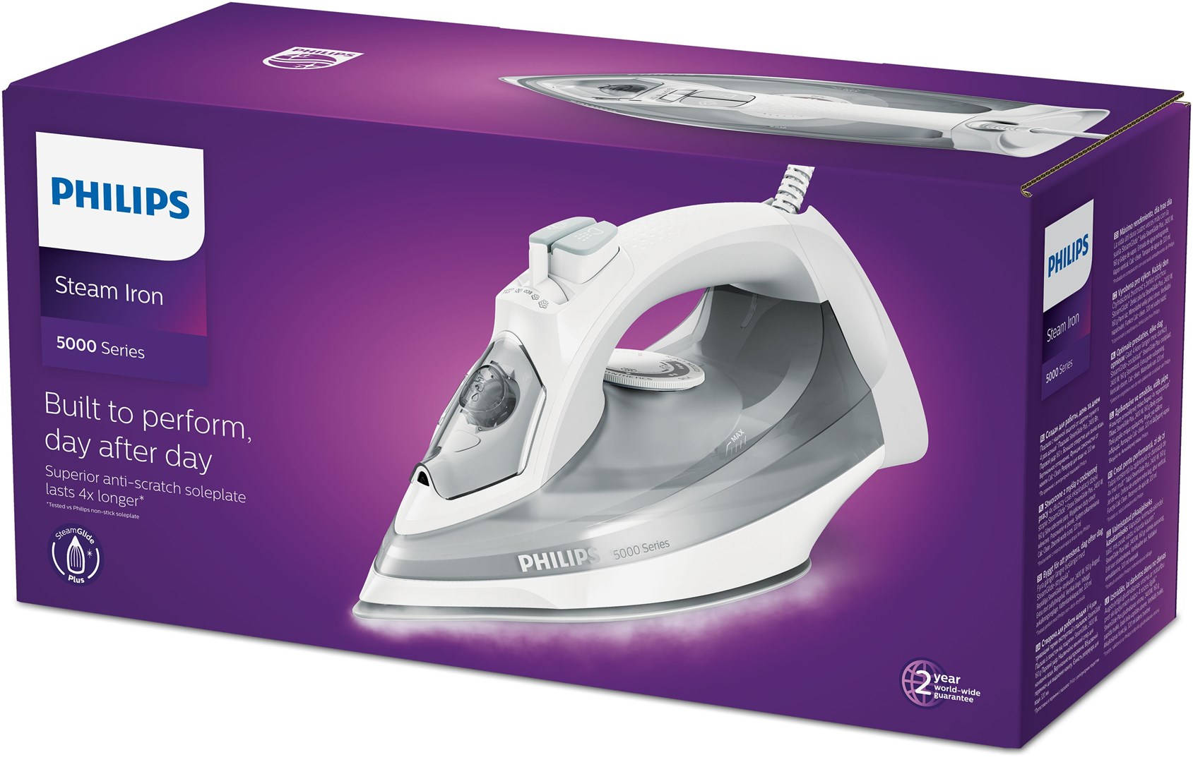 Philips 5000 series DST5010/10 iron Steam iron SteamGlide Plus soleplate 2400 W Grey, White Philips 5000 series DST5010/10 iron Steam iron SteamGlide Plus soleplate 2400 W Grey, White