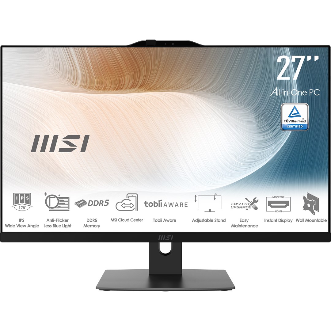 MSI Modern AM272P 1M-1261EU All-in-One PC/workstation Intel Core 5 120U 68.6 cm (27") 1920 x 1080 pixels 16 GB DDR5-SDRAM 512 GB SSD Windows 11 Pro Wi-Fi 6E (802.11ax) Black MSI Modern AM272P 1M-1261EU All-in-One PC/workstation Intel Core 5 120U 68.6 cm (27") 1920 x 1080 pixels 16 GB DDR5-SDRAM 512 GB SSD Windows 11 Pro Wi-Fi 6E (802.11ax) Black