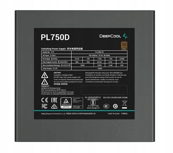 DeepCool PL750D power supply unit 750 W 20+4 pin ATX ATX Black DeepCool PL750D power supply unit 750 W 20+4 pin ATX ATX Black