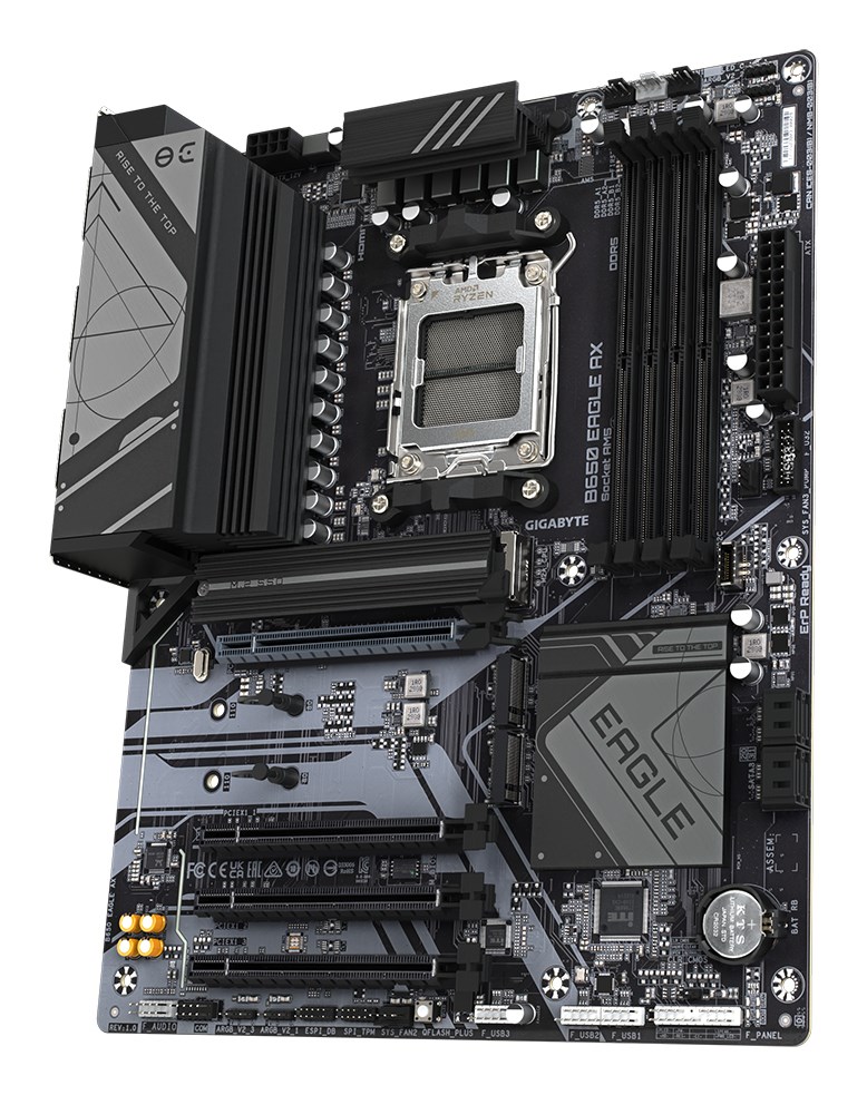 GIGABYTE B650 EAGLE AX Motherboard - AMD Ryzen 9000 Series CPUs, 12+2+2 Phases VRM, up to 7600MHz DDR5 (OC), 1xPCIe 5.0 + 2xPCIe 4.0 M.2, GbE LAN, WIFI 6E, USB 3.2 Gen 2 GIGABYTE B650 EAGLE AX Motherboard - AMD Ryzen 9000 Series CPUs, 12+2+2 Phases VRM, up to 7600MHz DDR5 (OC), 1xPCIe 5.0 + 2xPCIe 4.0 M.2, GbE LAN, WIFI 6E, USB 3.2 Gen 2