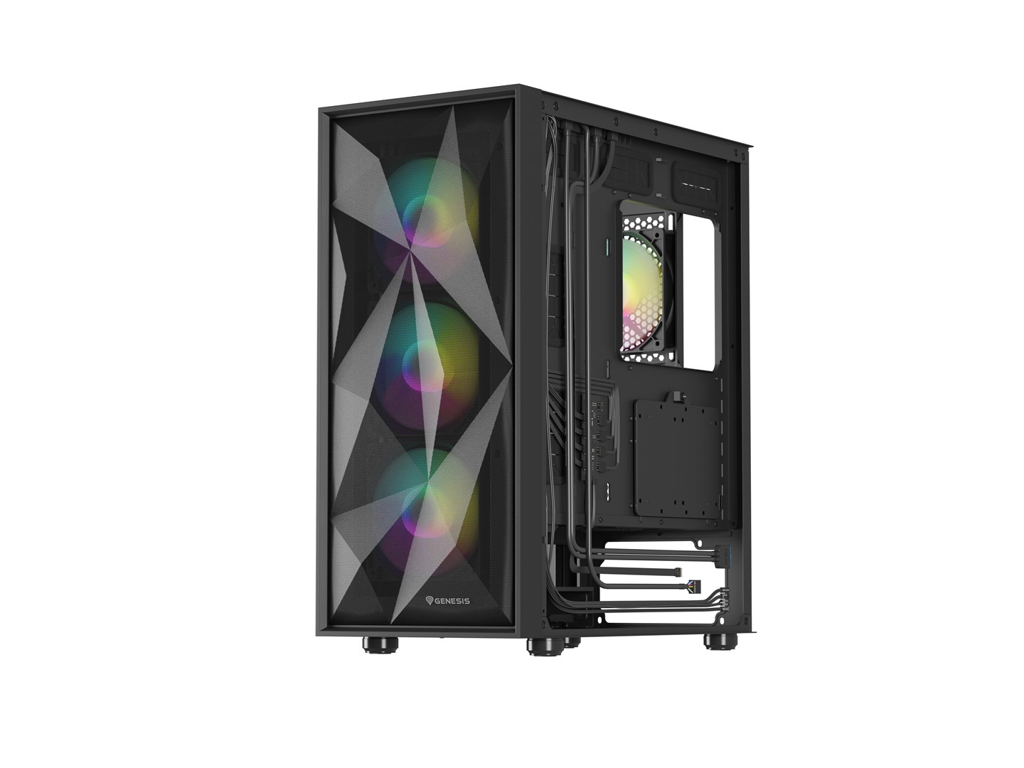 GENESIS DIAXID 605 ARGB MIDI TOWER CASE WITH USB-C WINDOW BLACK GENESIS DIAXID 605 ARGB MIDI TOWER CASE WITH USB-C WINDOW BLACK