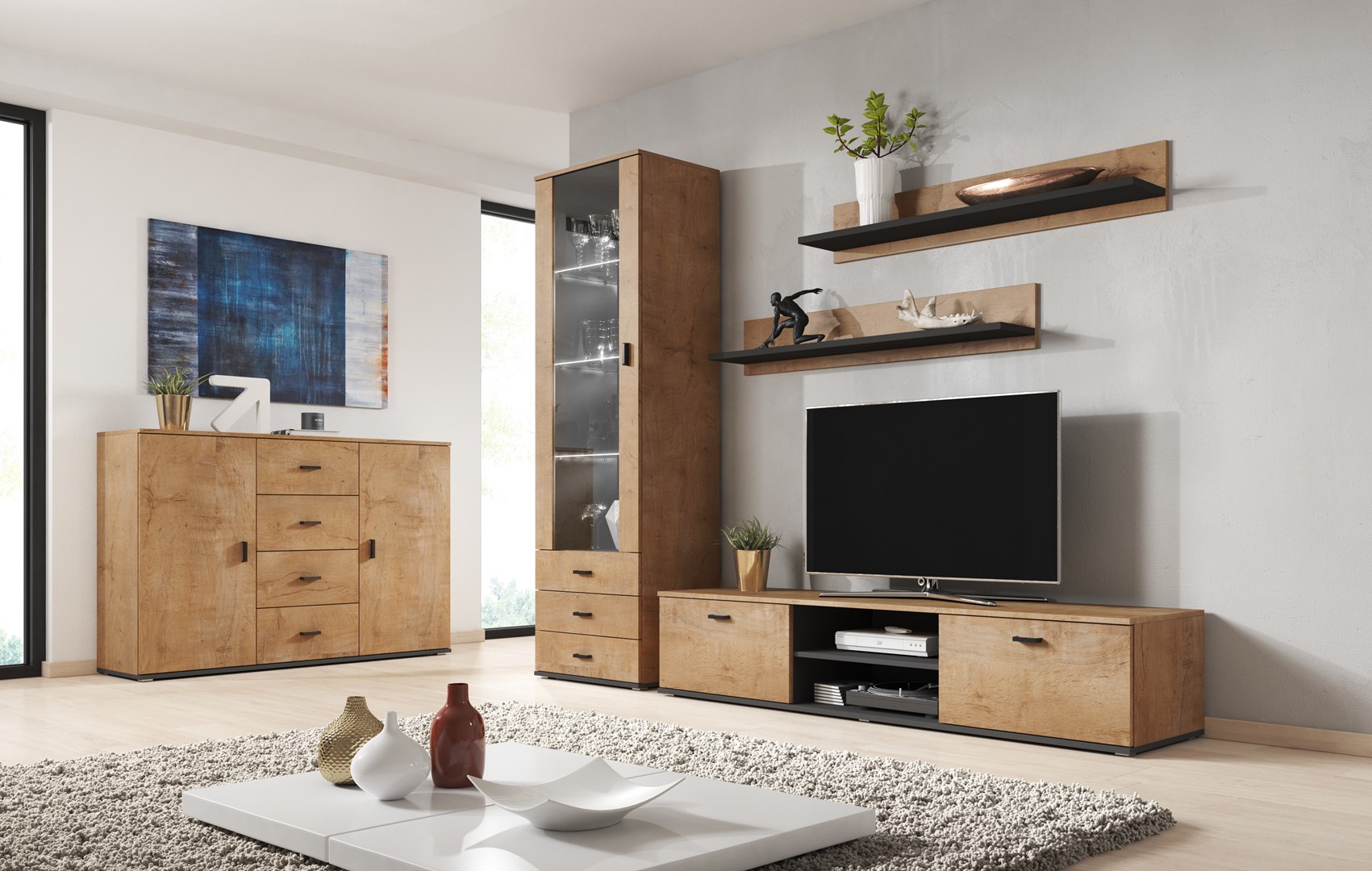Cama display cabinet SOHO S1 lefkas oak/black Cama display cabinet SOHO S1 lefkas oak/black
