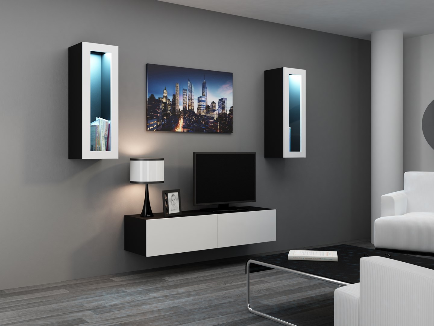 Cama TV stand VIGO 140 30/140/40 black/white gloss Cama TV stand VIGO 140 30/140/40 black/white gloss