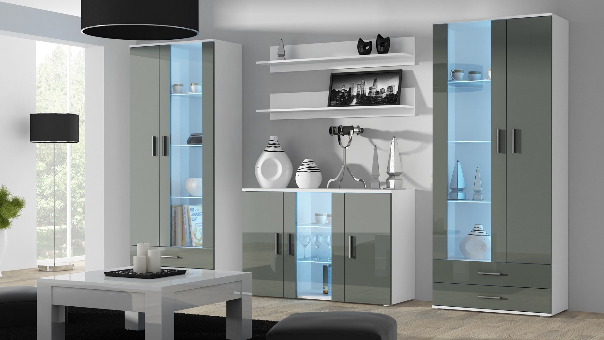 Cama sideboard 120 cm SOHO S7 white/grey gloss Cama sideboard 120 cm SOHO S7 white/grey gloss