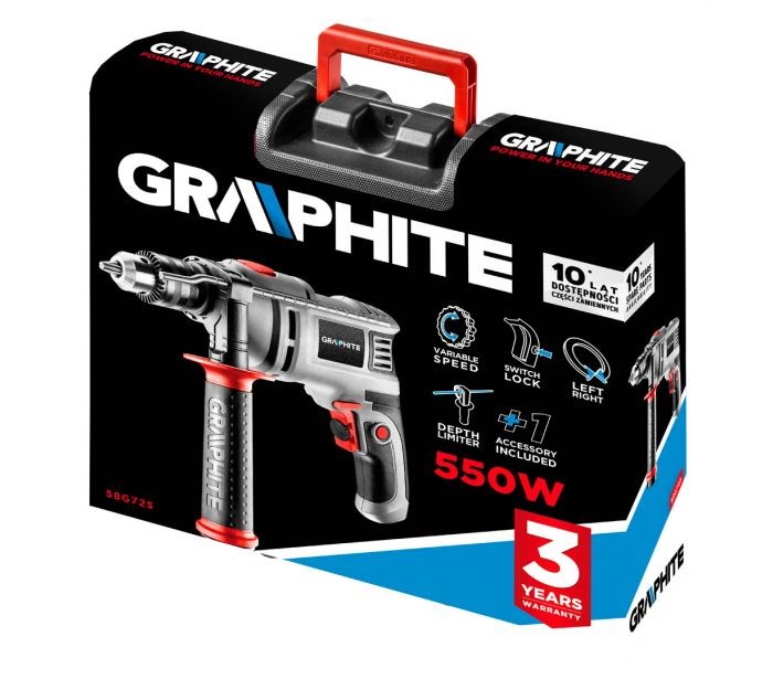 Graphite 58G725 drill 3000 RPM Key Grey Graphite 58G725 drill 3000 RPM Key Grey
