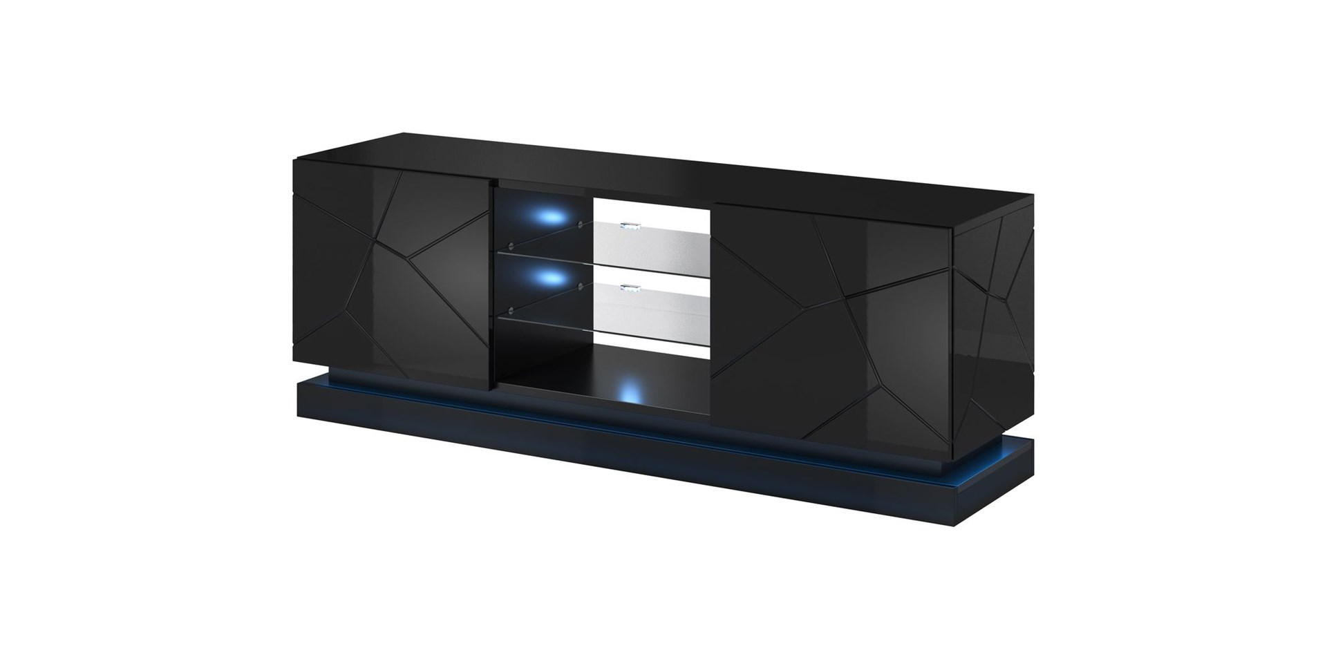 Cama TV cabinet QIU 160 MDF black gloss/black gloss Cama TV cabinet QIU 160 MDF black gloss/black gloss