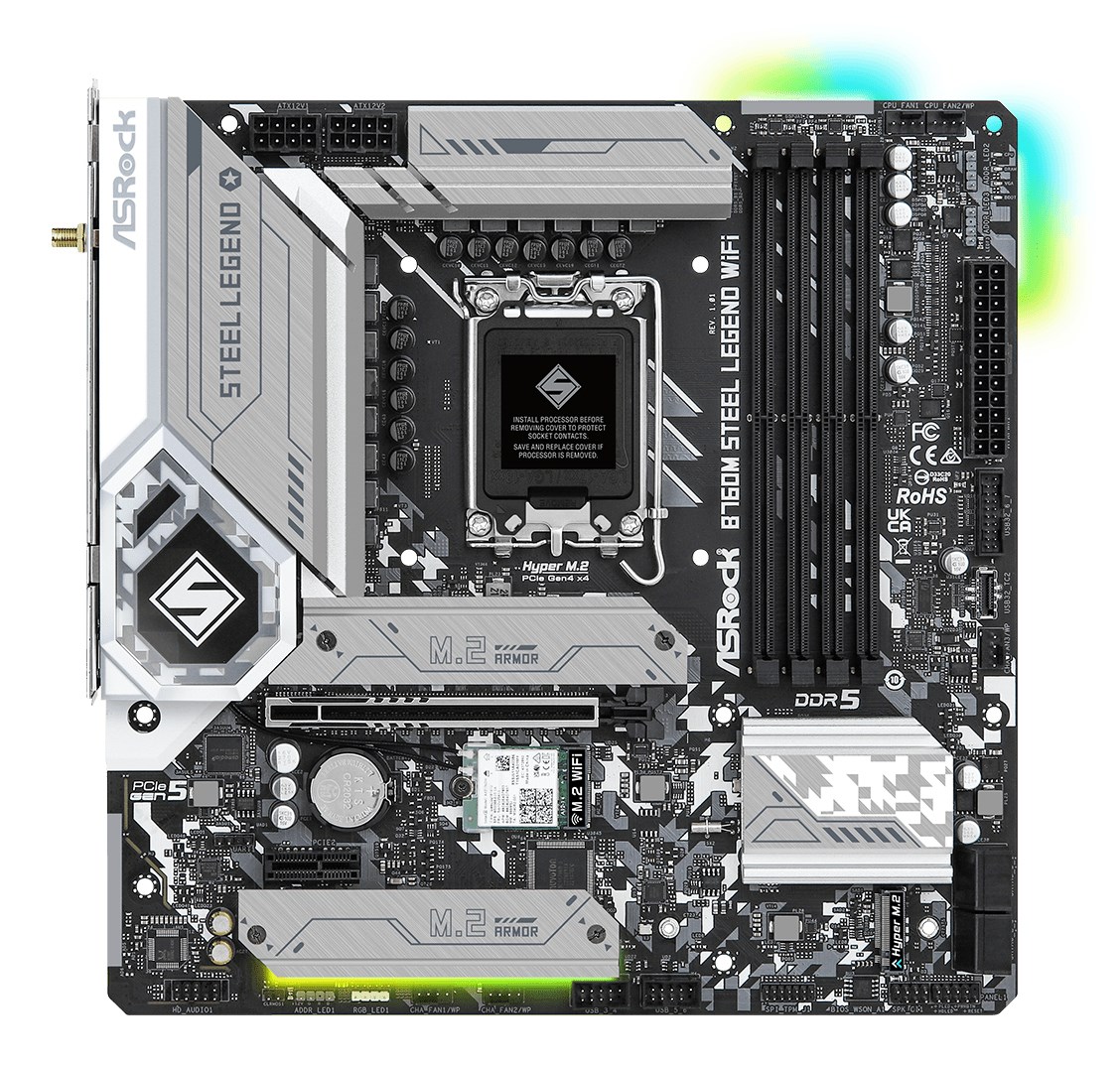 Asrock B760M Steel Legend WiFi Intel B760 LGA 1700 micro ATX Asrock B760M Steel Legend WiFi Intel B760 LGA 1700 micro ATX
