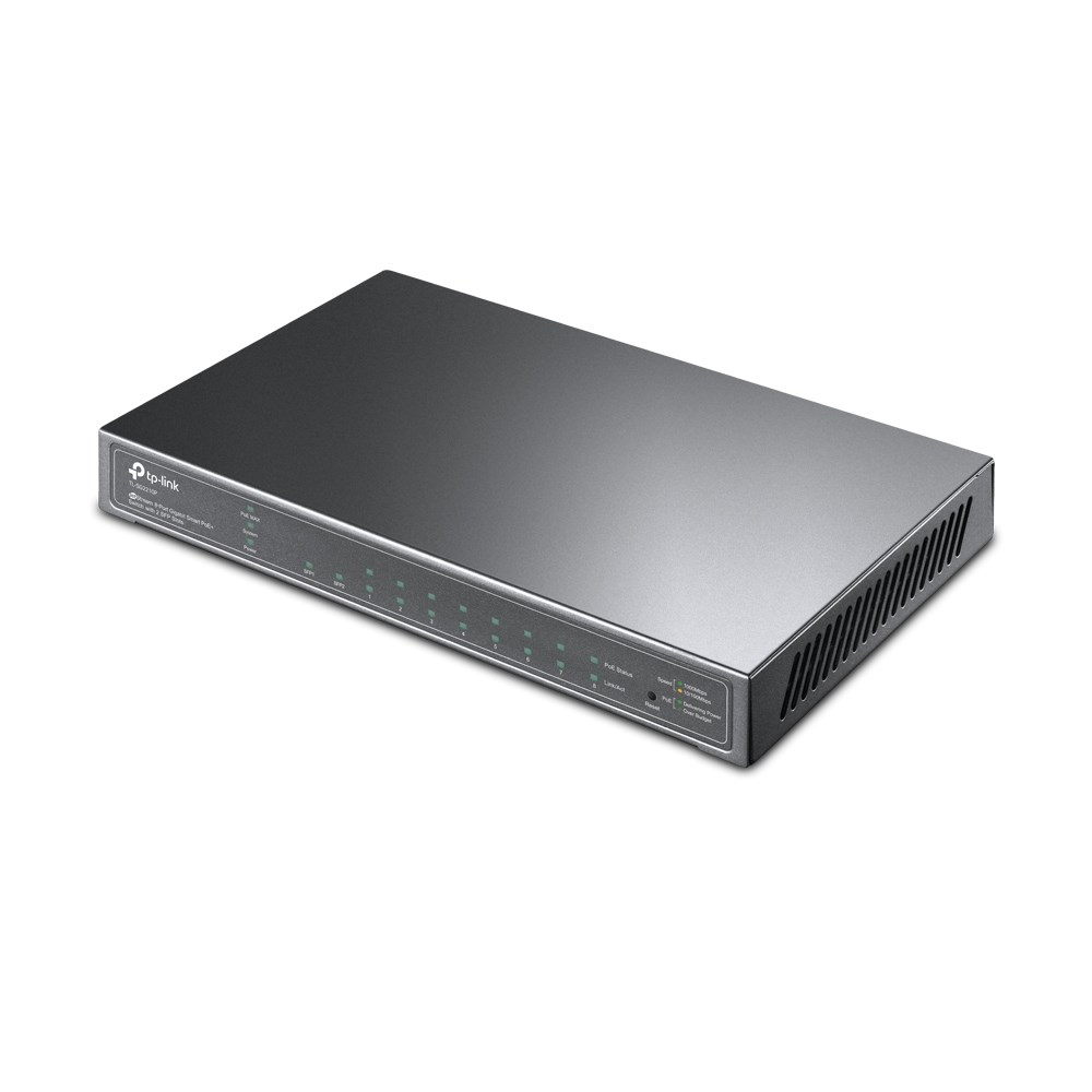 TP-Link JetStream 8-Port Gigabit Smart PoE+ Switch with 2 SFP Slots TP-Link JetStream 8-Port Gigabit Smart PoE+ Switch with 2 SFP Slots