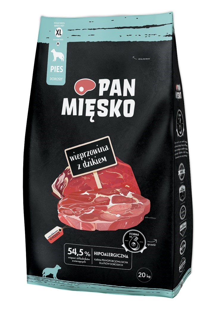 PAN MIĘSKO Pork with wild boar XL - dry dog food - 20kg PAN MIĘSKO Pork with wild boar XL - dry dog food - 20kg
