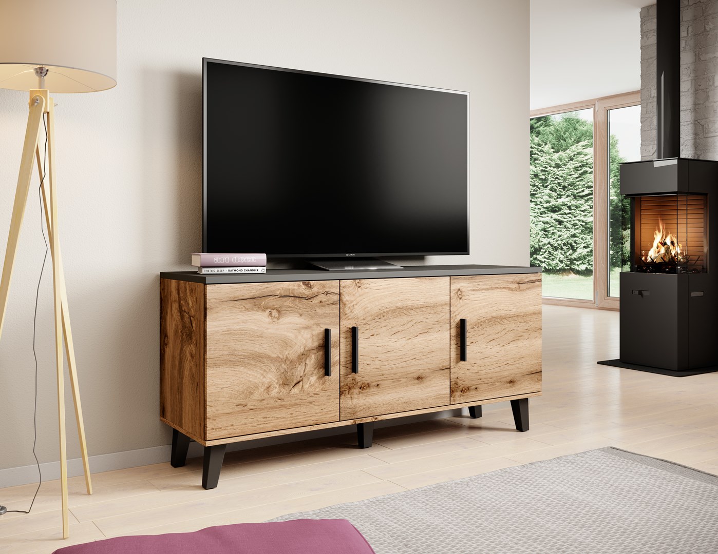 Cama sideboard LOTTA 150 3D wotan oak + mat black Cama sideboard LOTTA 150 3D wotan oak + mat black