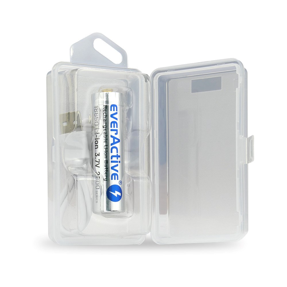 Battery everActive 18650 3.7V Li-ion 2600mAh micro USB with protection BOX Battery everActive 18650 3.7V Li-ion 2600mAh micro USB with protection BOX