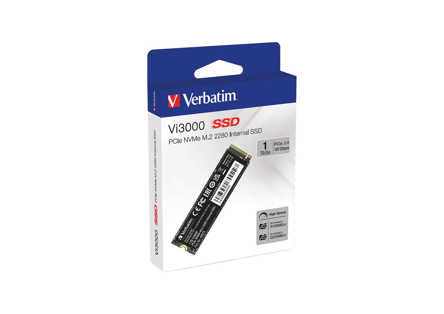 Verbatim Vi3000 PCIe NVMe M.2 SSD 1TB Verbatim Vi3000 PCIe NVMe M.2 SSD 1TB
