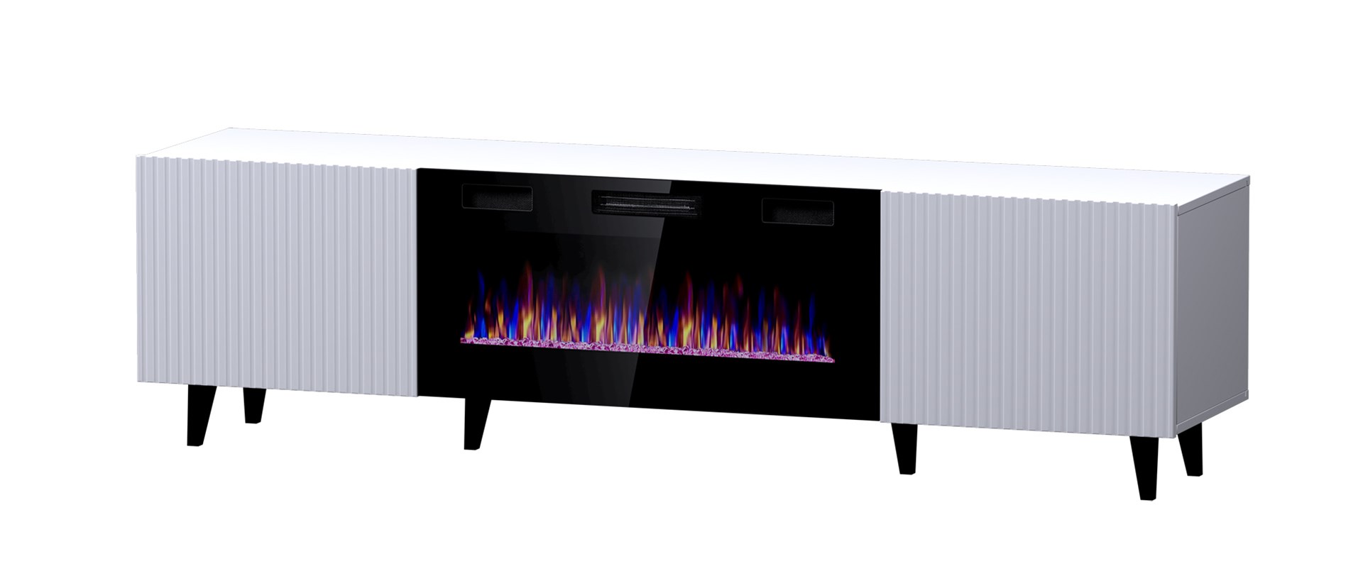 RTV cabinet PAFOS EF with electric fireplace 180x42x49 cm white matt RTV cabinet PAFOS EF with electric fireplace 180x42x49 cm white matt