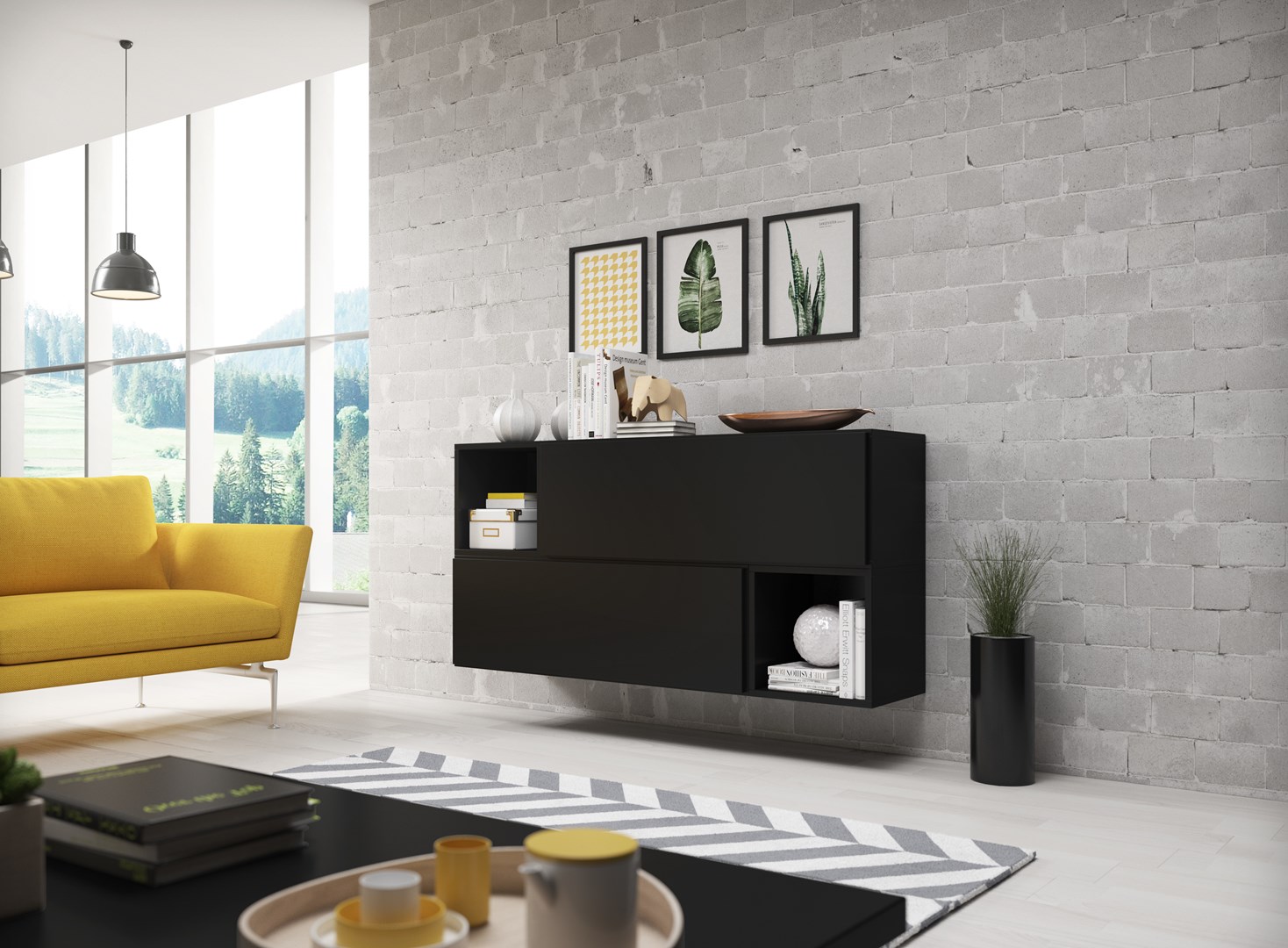 Cama living room furniture set ROCO 14 (2xRO1 + 2xRO6) black/black/black Cama living room furniture set ROCO 14 (2xRO1 + 2xRO6) black/black/black