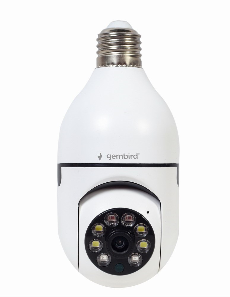Gembird Slimme wifi camera 1080p draaibaar E27 Draaifitting kan in een lamp aansluiting. Gembird Slimme wifi camera 1080p draaibaar E27 Draaifitting kan in een lamp aansluiting.