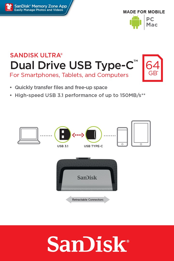 Sandisk Ultra Dual Drive USB Type-C USB flash drive 64 GB USB Type-A / USB Type-C 3.2 Gen 1 (3.1 Gen 1) Black,Silver Sandisk Ultra Dual Drive USB Type-C USB flash drive 64 GB USB Type-A / USB Type-C 3.2 Gen 1 (3.1 Gen 1) Black,Silver