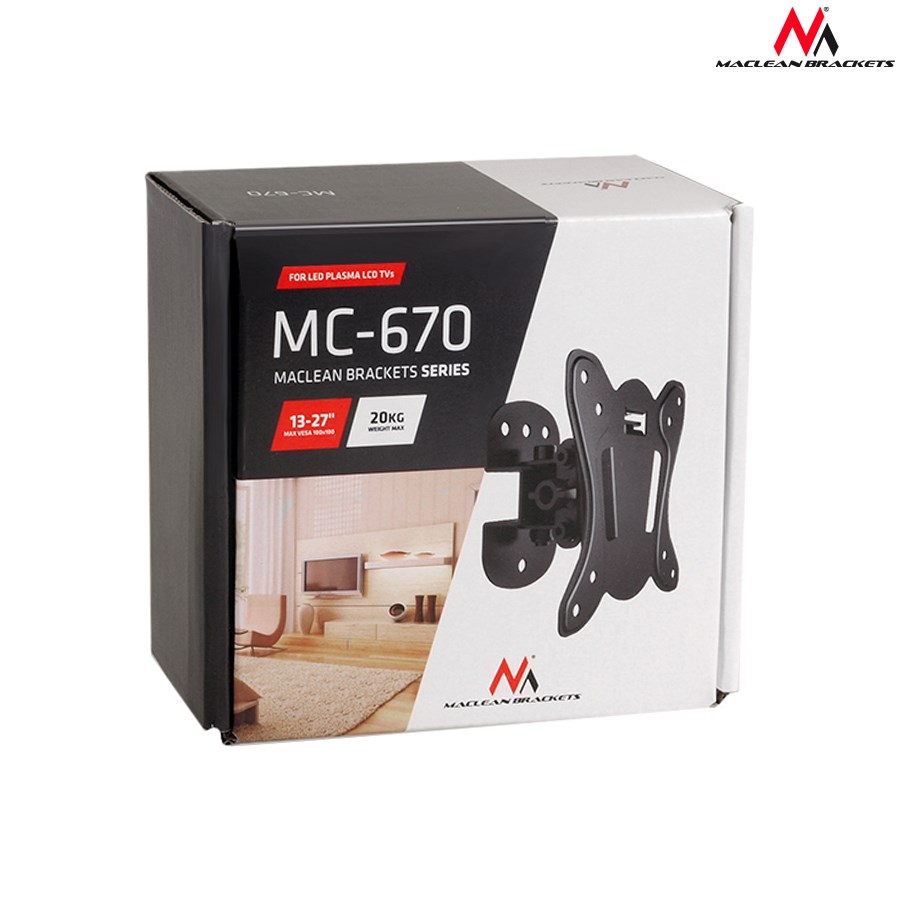 Maclean MC-670 Wall Mount Bracket LCD Adjustable Wall TV Bracket up to 20kg Maclean MC-670 Wall Mount Bracket LCD Adjustable Wall TV Bracket up to 20kg