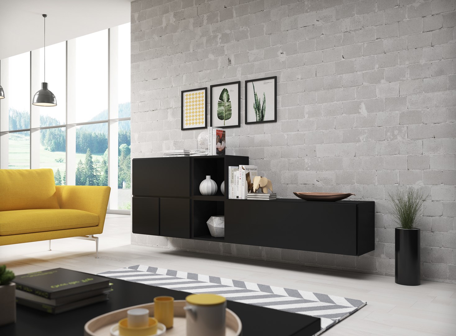Cama living room furniture set ROCO 9 (RO1+RO3+2xRO6+2xRO5) black/black/black Cama living room furniture set ROCO 9 (RO1+RO3+2xRO6+2xRO5) black/black/black