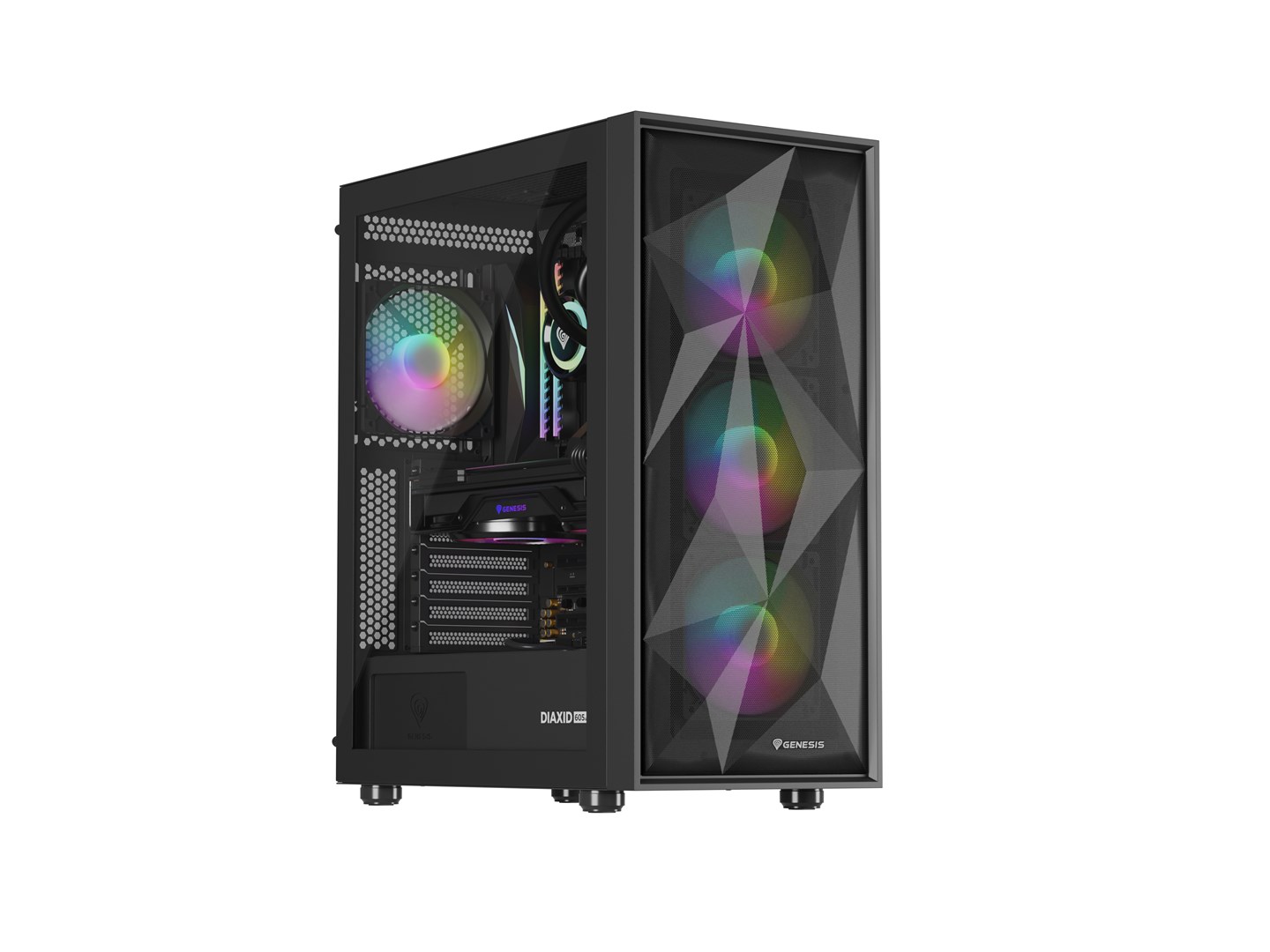 GENESIS DIAXID 605 ARGB MIDI TOWER CASE WITH USB-C WINDOW BLACK GENESIS DIAXID 605 ARGB MIDI TOWER CASE WITH USB-C WINDOW BLACK