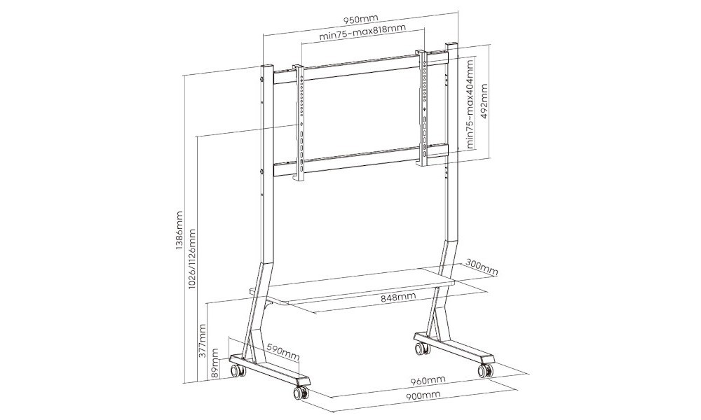 ART SD-22 MOBILE STAND + LCD/LED TV MOUNT 45-90" 60KG ART SD-22 MOBILE STAND + LCD/LED TV MOUNT 45-90" 60KG