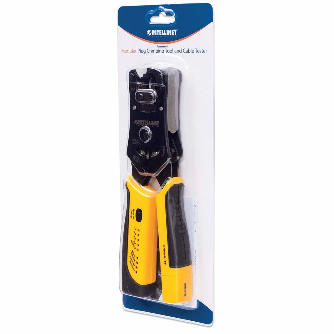 RJ45/RJ11/RJ12/RJ22 Plug Crimping Tool with Intellinet Cable Tester RJ45/RJ11/RJ12/RJ22 Plug Crimping Tool with Intellinet Cable Tester