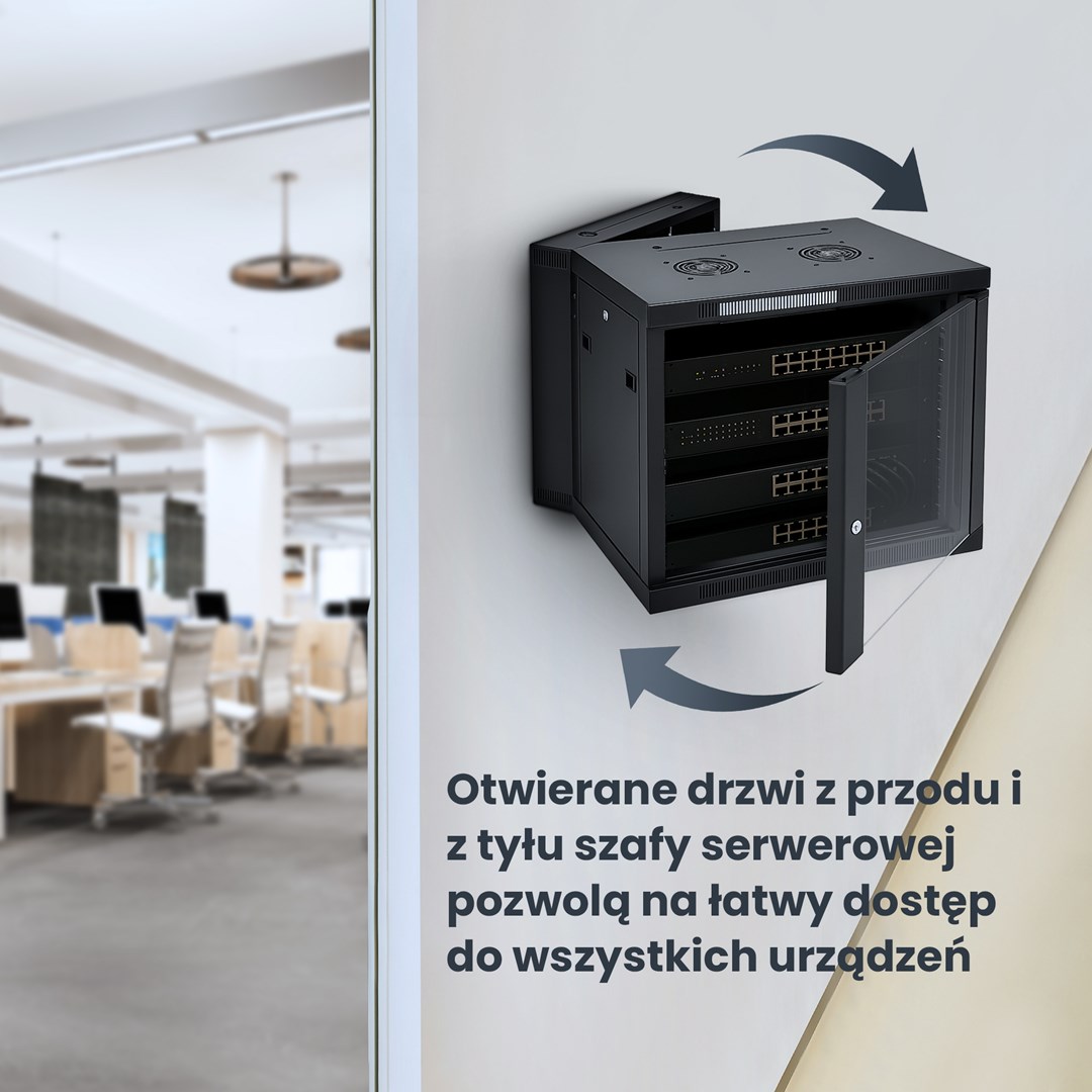 Extralink Rackmount cabinet 6U 600x600 AZH Black wall mounted, swing type Extralink Rackmount cabinet 6U 600x600 AZH Black wall mounted, swing type