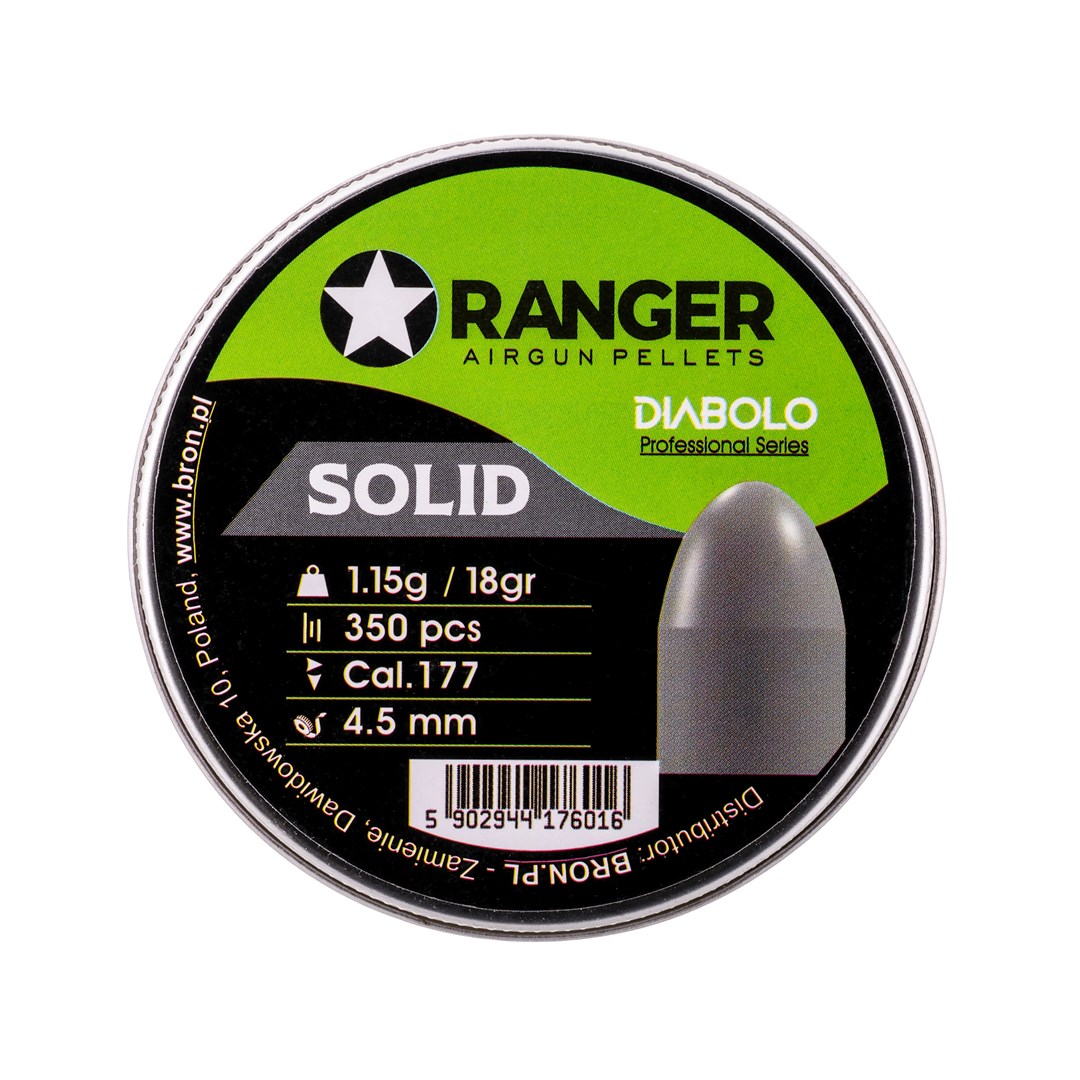 4.5 mm RANGER Diabolo Professional Solid semi-round shot 350 rounds. 1,15 g 4.5 mm RANGER Diabolo Professional Solid semi-round shot 350 rounds. 1,15 g