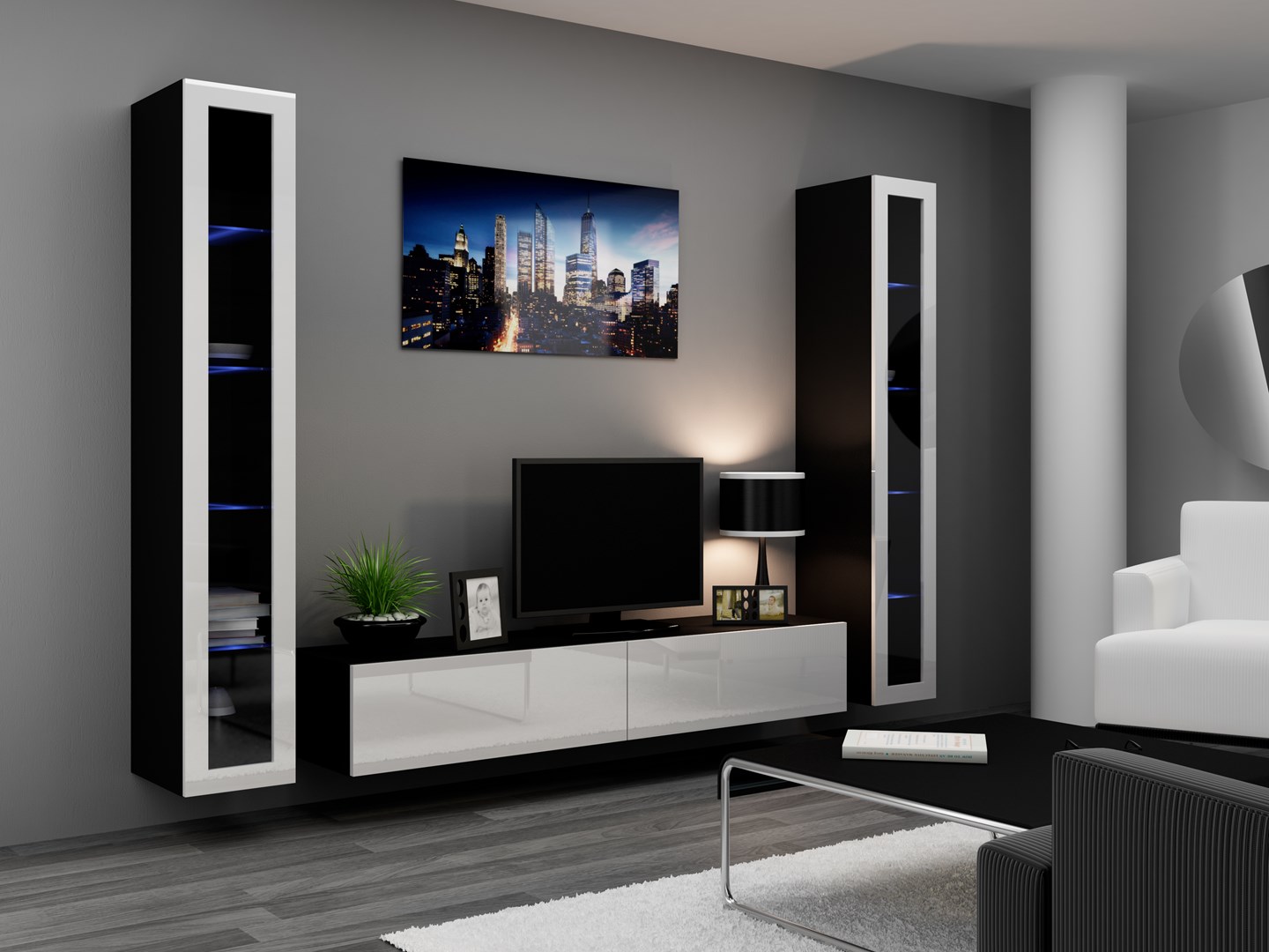Cama Living room cabinet set VIGO 5 black/white gloss Cama Living room cabinet set VIGO 5 black/white gloss