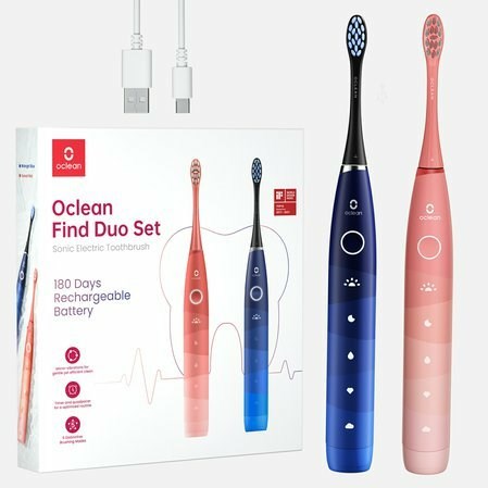 Set of sonic toothbrushes Oclean Find Duo Set (red/blue) Set of sonic toothbrushes Oclean Find Duo Set (red/blue)