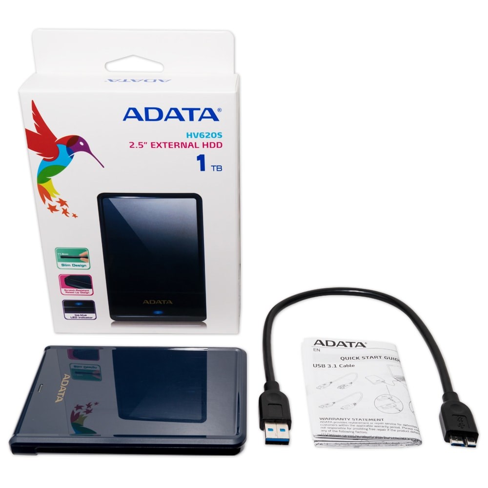 ADATA HV620S external hard drive 1 TB 2.5" Micro-USB B 3.2 Gen 1 (3.1 Gen 1) Blue ADATA HV620S external hard drive 1 TB 2.5" Micro-USB B 3.2 Gen 1 (3.1 Gen 1) Blue