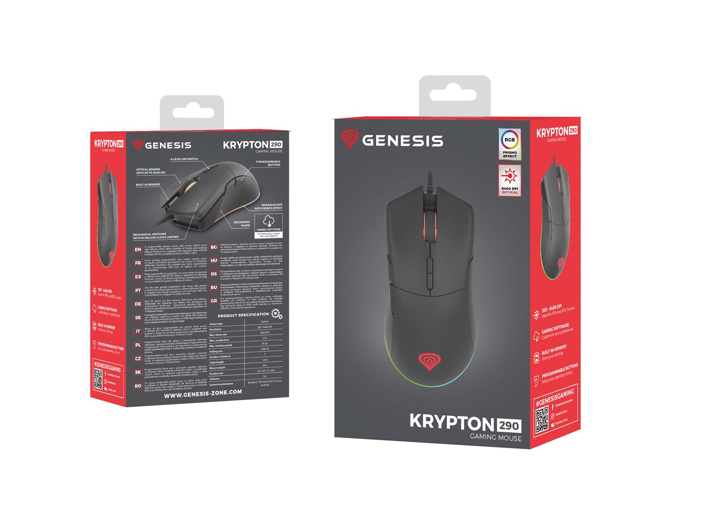 GENESIS Krypton 290 mouse Gaming Right-hand USB Type-A Optical 6400 DPI GENESIS Krypton 290 mouse Gaming Right-hand USB Type-A Optical 6400 DPI
